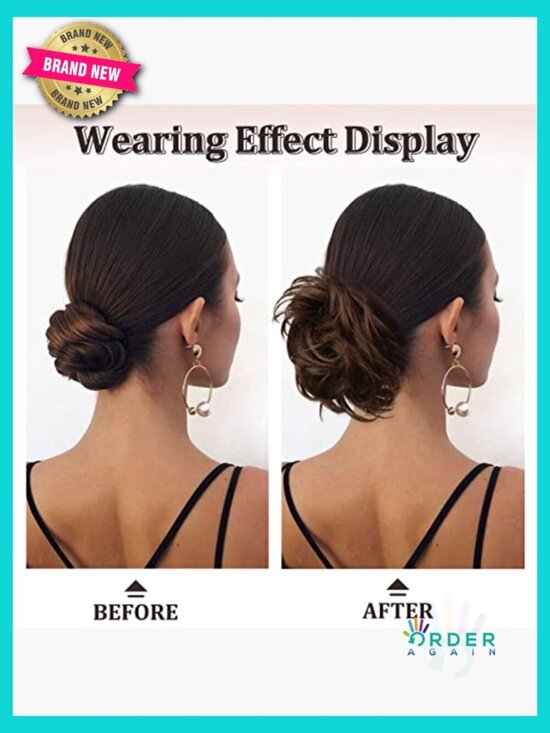 Claw Clip Messy Bun Hair Piece Real Human Hair Wavy Chignon Updo Extensions main image 4